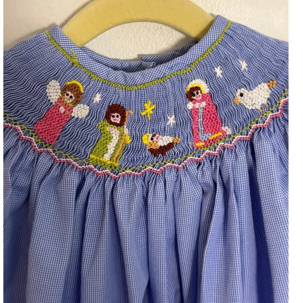 My Princess and the Pea Smocked Nativity Bishop Dress‎ size 4